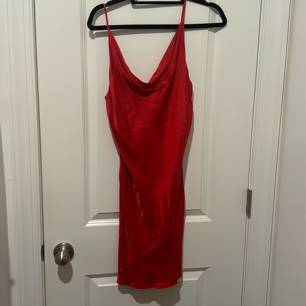 Red silk blue life mini dress worn once. Dry cleaned.